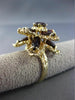 ANTIQUE EXTRA LARGE 6.0CT AAA GARNET 14KT YELLOW GOLD 3D FLOWER RING #25609