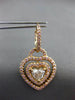 LARGE 2.13CT WHITE & PINK DIAMOND 18K ROSE GOLD HEART SOLITAIRE HANGING EARRINGS
