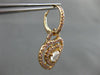 LARGE 2.13CT WHITE & PINK DIAMOND 18K ROSE GOLD HEART SOLITAIRE HANGING EARRINGS