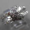 ANTIQUE WIDE .65CT DIAMOND 14KT WHITE GOLD 3D PAVE MOON DOUBLE BAND RING #3217