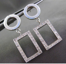 ESTATE .46CT DIAMOND 14KT WHITE GOLD 3D CIRCLE & RECTANGULAR HANGING EARRINGS