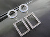 ESTATE .46CT DIAMOND 14KT WHITE GOLD 3D CIRCLE & RECTANGULAR HANGING EARRINGS