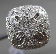 ANTIQUE LARGE 1.07CT DIAMOND 18KT WHITE GOLD SQUARE FILIGREE FLORAL CLUSTER RING