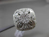 ANTIQUE LARGE 1.07CT DIAMOND 18KT WHITE GOLD SQUARE FILIGREE FLORAL CLUSTER RING