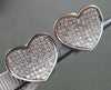 ESTATE LARGE 1.03CT DIAMOND 14KT WHITE GOLD 3D PAVE CURVED HEART LOVE EARRINGS