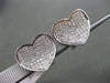 ESTATE LARGE 1.03CT DIAMOND 14KT WHITE GOLD 3D PAVE CURVED HEART LOVE EARRINGS