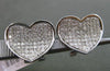 ESTATE LARGE 1.03CT DIAMOND 14KT WHITE GOLD 3D PAVE CURVED HEART LOVE EARRINGS
