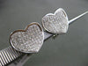 ESTATE LARGE 1.03CT DIAMOND 14KT WHITE GOLD 3D PAVE CURVED HEART LOVE EARRINGS