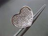 ESTATE LARGE 1.03CT DIAMOND 14KT WHITE GOLD 3D PAVE CURVED HEART LOVE EARRINGS