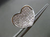 ESTATE LARGE 1.03CT DIAMOND 14KT WHITE GOLD 3D PAVE CURVED HEART LOVE EARRINGS
