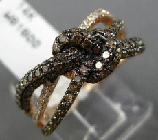 EFFY 1.50CT WHITE & CHOCOLATE FANCY DIAMOND 14KT ROSE GOLD 3D LOVE KNOT RING