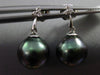 ESTATE .06CT DIAMOND 14KT WHITE GOLD AAA TAHITIAN PEARL 3 STONE HANGING EARRINGS