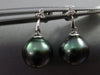 ESTATE .06CT DIAMOND 14KT WHITE GOLD AAA TAHITIAN PEARL 3 STONE HANGING EARRINGS