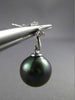 ESTATE .06CT DIAMOND 14KT WHITE GOLD AAA TAHITIAN PEARL 3 STONE HANGING EARRINGS