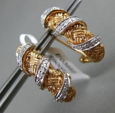 ESTATE .25CT DIAMOND 14KT WHITE & ROSE GOLD 3D WOVEN MULTI ROW SWIRL EARRINGS