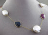 ANTIQUE 6.0CTW AAA MULTI COLOR GEM & PEARL BY THE YARD 14KT YELLOW GOLD NECKLACE