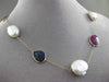 ANTIQUE 6.0CTW AAA MULTI COLOR GEM & PEARL BY THE YARD 14KT YELLOW GOLD NECKLACE