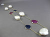 ANTIQUE 6.0CTW AAA MULTI COLOR GEM & PEARL BY THE YARD 14KT YELLOW GOLD NECKLACE