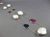 ANTIQUE 6.0CTW AAA MULTI COLOR GEM & PEARL BY THE YARD 14KT YELLOW GOLD NECKLACE