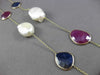 ANTIQUE 6.0CTW AAA MULTI COLOR GEM & PEARL BY THE YARD 14KT YELLOW GOLD NECKLACE