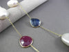 ANTIQUE 6.0CTW AAA MULTI COLOR GEM & PEARL BY THE YARD 14KT YELLOW GOLD NECKLACE