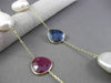 ANTIQUE 6.0CTW AAA MULTI COLOR GEM & PEARL BY THE YARD 14KT YELLOW GOLD NECKLACE