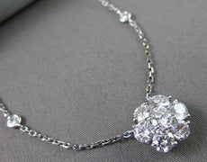 ANTIQUE 2.0CT DIAMOND 14KT WHITE GOLD FLOWER CLUSTER BY THE YARD NECKLACE #2676