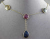 ANTIQUE 20.0CT EXTRA FACET MULTI COLOR SAPPHIRE 14KT YELLOW GOLD LARIAT NECKLACE