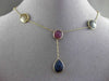 ANTIQUE 20.0CT EXTRA FACET MULTI COLOR SAPPHIRE 14KT YELLOW GOLD LARIAT NECKLACE