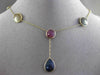ANTIQUE 20.0CT EXTRA FACET MULTI COLOR SAPPHIRE 14KT YELLOW GOLD LARIAT NECKLACE