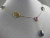 ANTIQUE 20.0CT EXTRA FACET MULTI COLOR SAPPHIRE 14KT YELLOW GOLD LARIAT NECKLACE