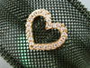 ESTATE .11CT DIAMOND 18K ROSE GOLD 3D HEART MESH STAINLESS STEEL BANGLE BRACELET