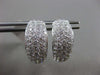 ESTATE WIDE & LARGE 2.98CT DIAMOND 18K WHITE GOLD MULTI ROW HUGGIE HOOP EARRINGS
