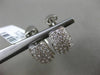 ESTATE WIDE & LARGE 2.98CT DIAMOND 18K WHITE GOLD MULTI ROW HUGGIE HOOP EARRINGS