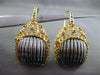 ESTATE LARGE .30CT DIAMOND 14K BLACK & YELLOW GOLD BASKET WOVEN HANGING EARRINGS