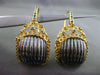 ESTATE LARGE .30CT DIAMOND 14K BLACK & YELLOW GOLD BASKET WOVEN HANGING EARRINGS
