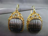 ESTATE LARGE .30CT DIAMOND 14K BLACK & YELLOW GOLD BASKET WOVEN HANGING EARRINGS