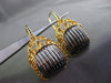 ESTATE LARGE .30CT DIAMOND 14K BLACK & YELLOW GOLD BASKET WOVEN HANGING EARRINGS