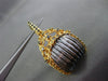 ESTATE LARGE .30CT DIAMOND 14K BLACK & YELLOW GOLD BASKET WOVEN HANGING EARRINGS