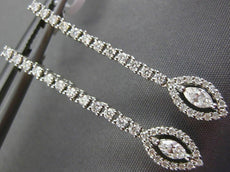 ESTATE .78CT ROUND & MARQUISE DIAMOND 18KT WHITE GOLD HALO HANGING EARRINGS VVS