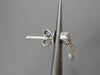 ESTATE .78CT ROUND & MARQUISE DIAMOND 18KT WHITE GOLD HALO HANGING EARRINGS VVS