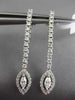 ESTATE .78CT ROUND & MARQUISE DIAMOND 18KT WHITE GOLD HALO HANGING EARRINGS VVS