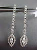 ESTATE .78CT ROUND & MARQUISE DIAMOND 18KT WHITE GOLD HALO HANGING EARRINGS VVS