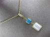 ESTATE .10CT DIAMOND TURQUOISE & WHITE QUARTZ 14KT YELLOW GOLD FLOATING PENDANT