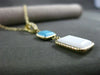 ESTATE .10CT DIAMOND TURQUOISE & WHITE QUARTZ 14KT YELLOW GOLD FLOATING PENDANT