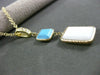 ESTATE .10CT DIAMOND TURQUOISE & WHITE QUARTZ 14KT YELLOW GOLD FLOATING PENDANT