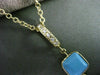 ESTATE .10CT DIAMOND TURQUOISE & WHITE QUARTZ 14KT YELLOW GOLD FLOATING PENDANT