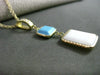 ESTATE .10CT DIAMOND TURQUOISE & WHITE QUARTZ 14KT YELLOW GOLD FLOATING PENDANT
