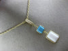 ESTATE .10CT DIAMOND TURQUOISE & WHITE QUARTZ 14KT YELLOW GOLD FLOATING PENDANT