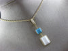 ESTATE .10CT DIAMOND TURQUOISE & WHITE QUARTZ 14KT YELLOW GOLD FLOATING PENDANT